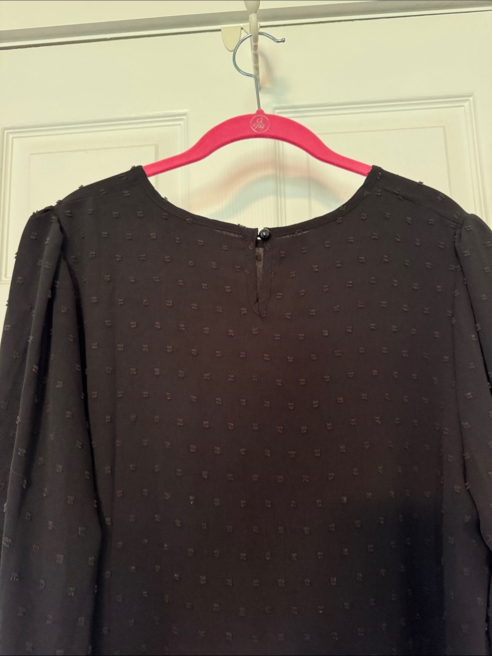 SHEIN Black Long Sleeve Swiss Dot Shift Dress - Picture 7 of 7